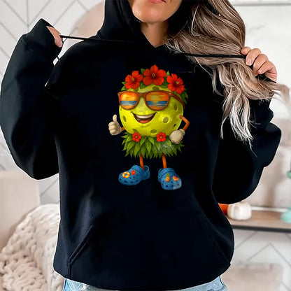 Funny Pickleball Shirt, Pickleball Lover Unisex T-Shirt/Hoodie/Sweatshirt HLT00 - Cute Hawaiian Pickleball Ball Tropical Beach Summer Vacation T-Shirt