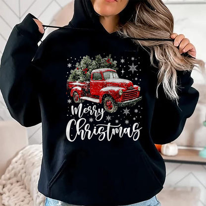 Merry Christmas Red Truck Family Matching Christmas Pajama T-Shirt - Christmas Unisex T-Shirt/Hoodie/Sweatshirt - NINA00