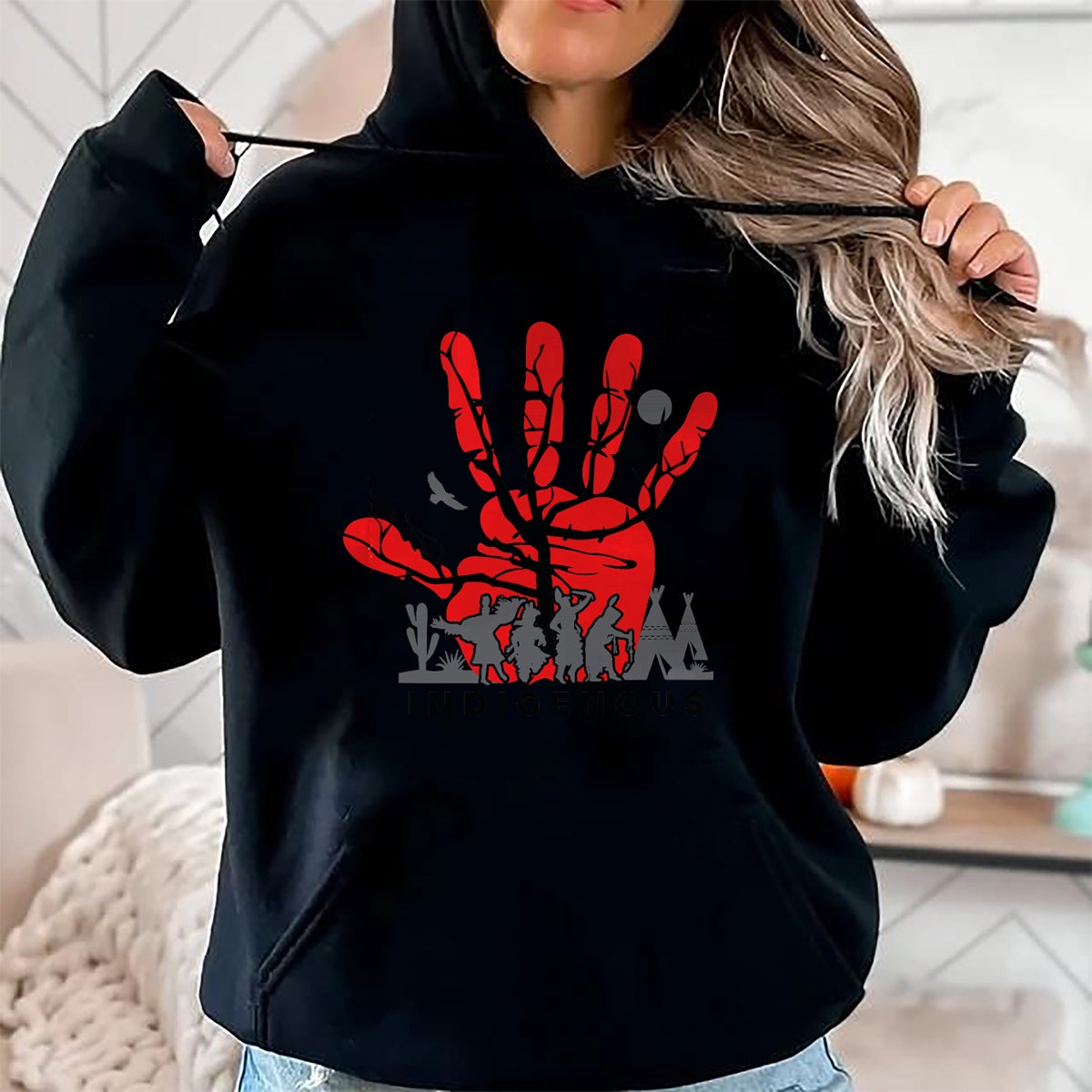 Native American T-Shirts, Vintage Native American Unisex T-Shirt/Hoodie/Sweatshirt HLT00 - Native American Indigenous Red Hand Indian Blood Themed T-Shirt (11)