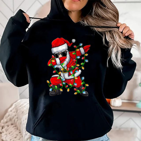 Dabbing Santa Xmas Lights Girls Boys Kids Christmas Gifts T-Shirt - Christmas Unisex T-Shirt/Hoodie/Sweatshirt - NINA00