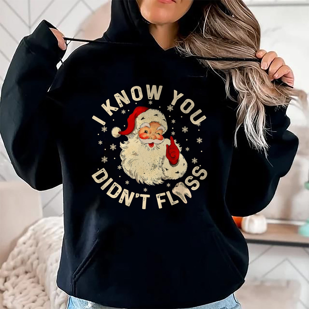 Funny Santa I Know You Didn't Floss Dentist Dental Christmas T-Shirt - Christmas Unisex T-Shirt/Hoodie/Sweatshirt - NINA00