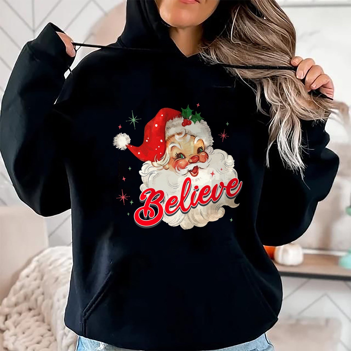 Vintage Santa Claus Believe Christmas Women Boys Girls T-Shirt - Christmas Unisex T-Shirt/Hoodie/Sweatshirt - NINA00