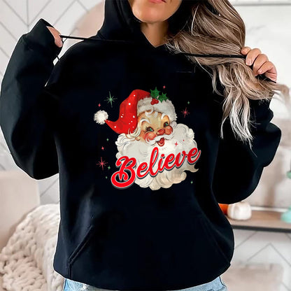 Vintage Santa Claus Believe Christmas Women Boys Girls T-Shirt - Christmas Unisex T-Shirt/Hoodie/Sweatshirt - NINA00