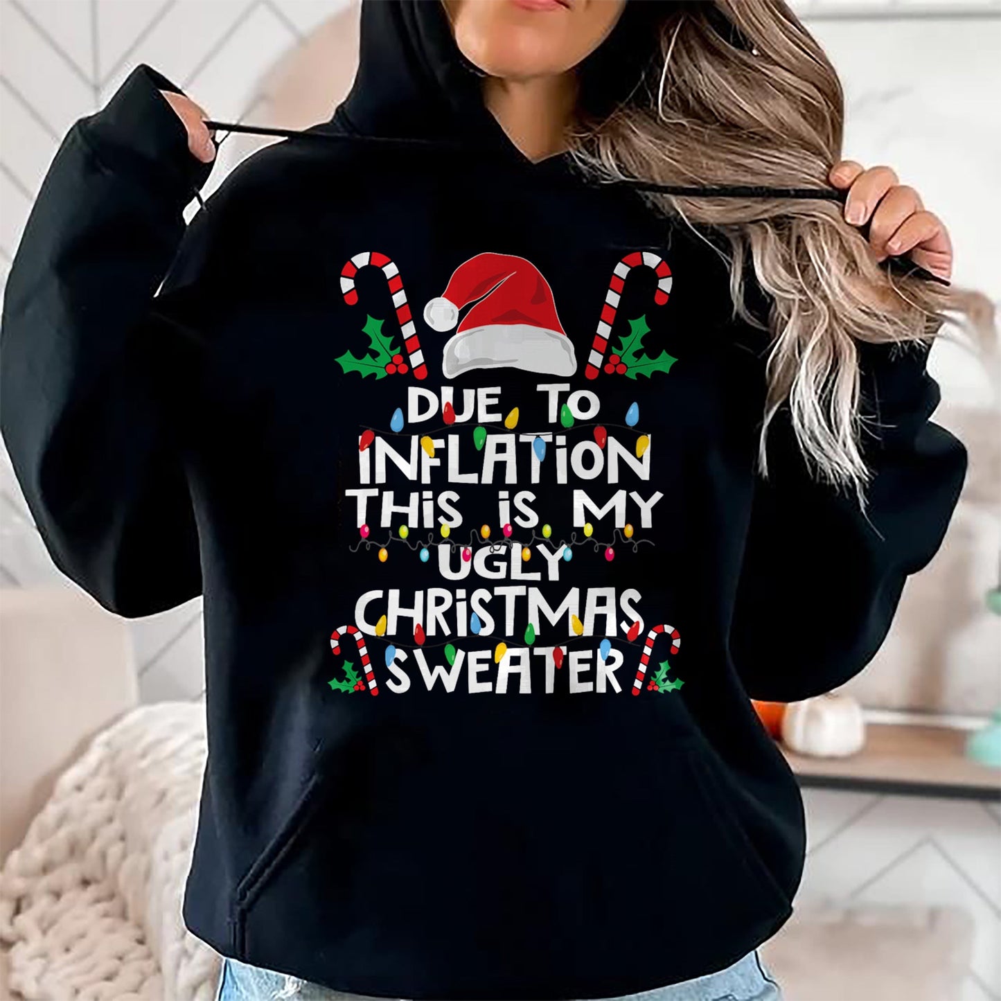 Funny Due to Inflation Ugly Christmas Sweaters For Men Women T-Shirt - Christmas Unisex T-Shirt/Hoodie/Sweatshirt - NINA00
