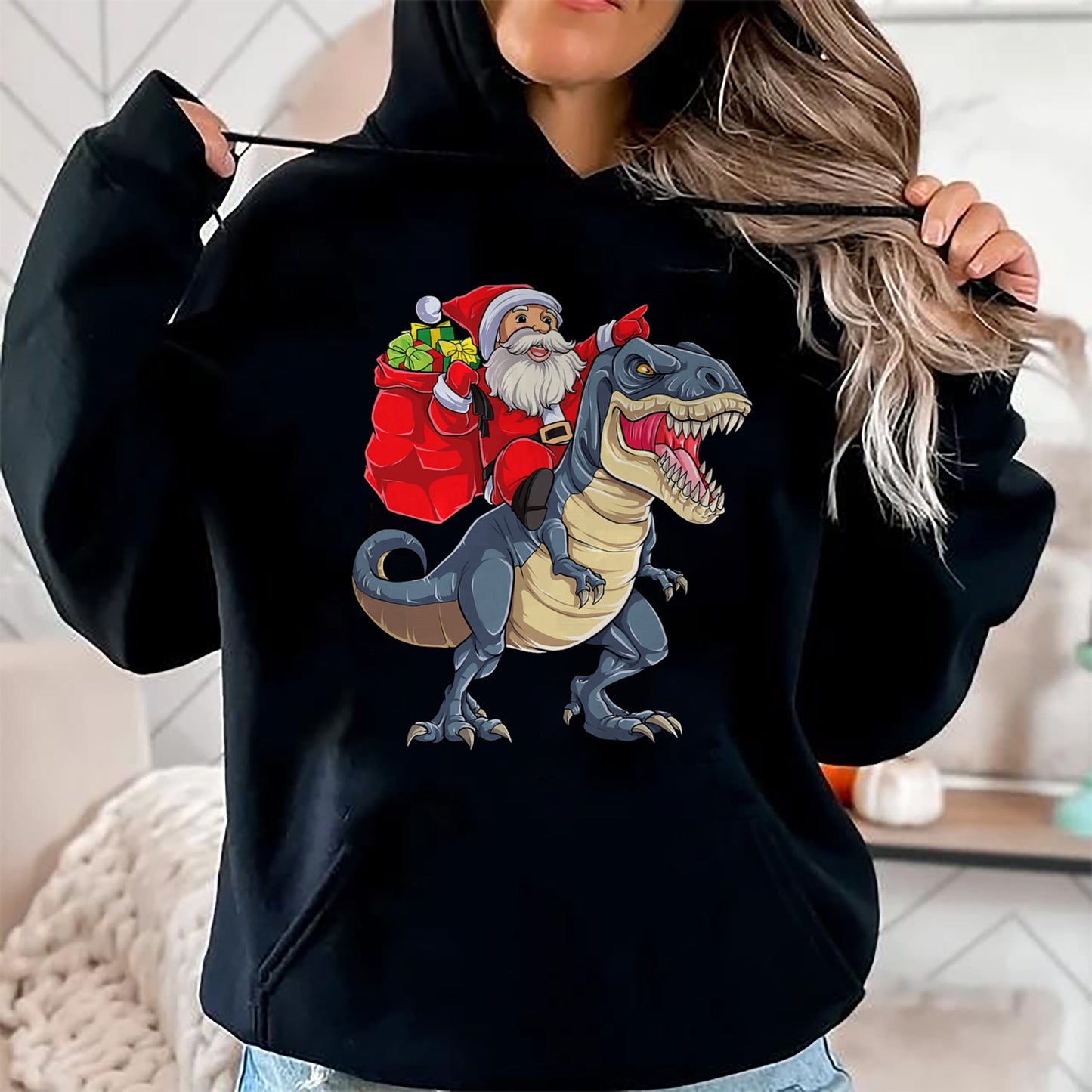 Dinosaur T rex Christmas Santa Boys Men Girls Xmas Squad T-Shirt - Christmas Unisex T-Shirt/Hoodie/Sweatshirt - NINA00