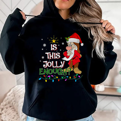 Is This Jolly Enough Grumpy Elf Pajama Christmas Lights T-Shirt - Christmas Unisex T-Shirt/Hoodie/Sweatshirt - NINA00