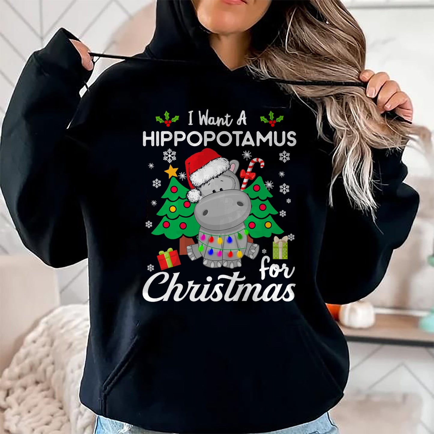 I Want A Hippopotamus For Christmas Cute Gift Xmas Costume T-Shirt - Christmas Unisex T-Shirt/Hoodie/Sweatshirt - NINA00
