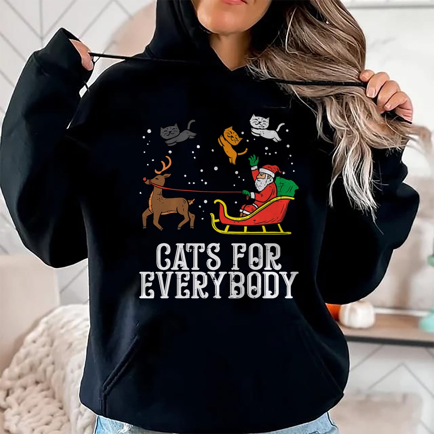 Cats For Everybody Christmas Cat Funny Xmas Women Santa T-Shirt - Christmas Unisex T-Shirt/Hoodie/Sweatshirt - NINA00