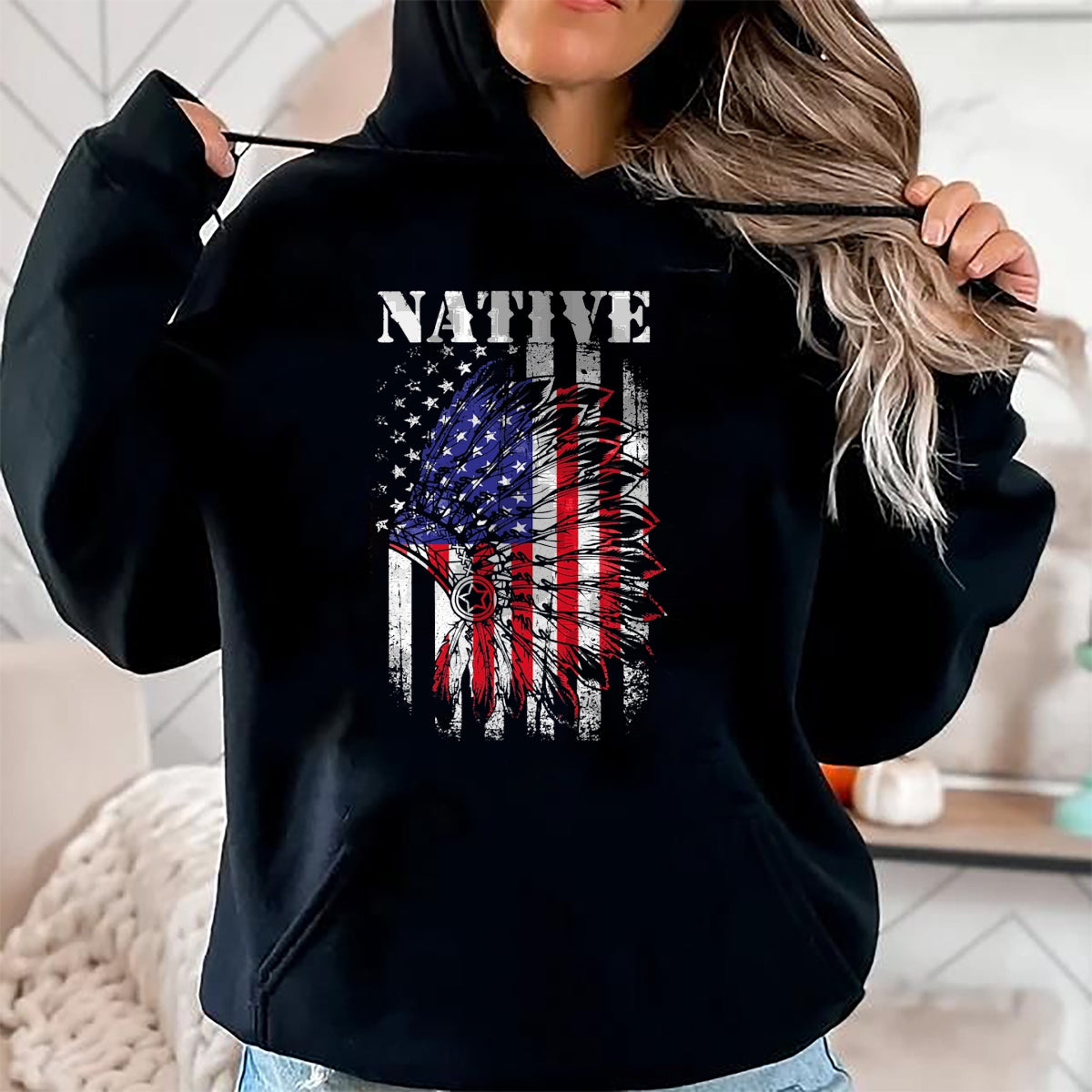 Native American T-Shirts, Vintage Native American Unisex T-Shirt/Hoodie/Sweatshirt HLT00 - Native American Flag Indigenous Native American Tribe T-Shirt (1)