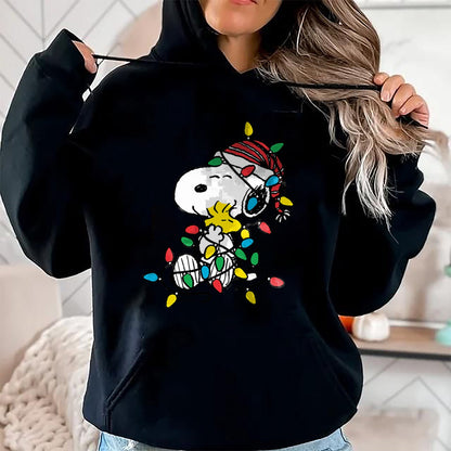 Christmas Shirts for Family, Funny christmas shirts, Christmas Unisex T-Shirt/Hoodie/Sweatshirt HLT00 - Peanuts - Snoopy Woodstock Christmas Lights T-Shirt