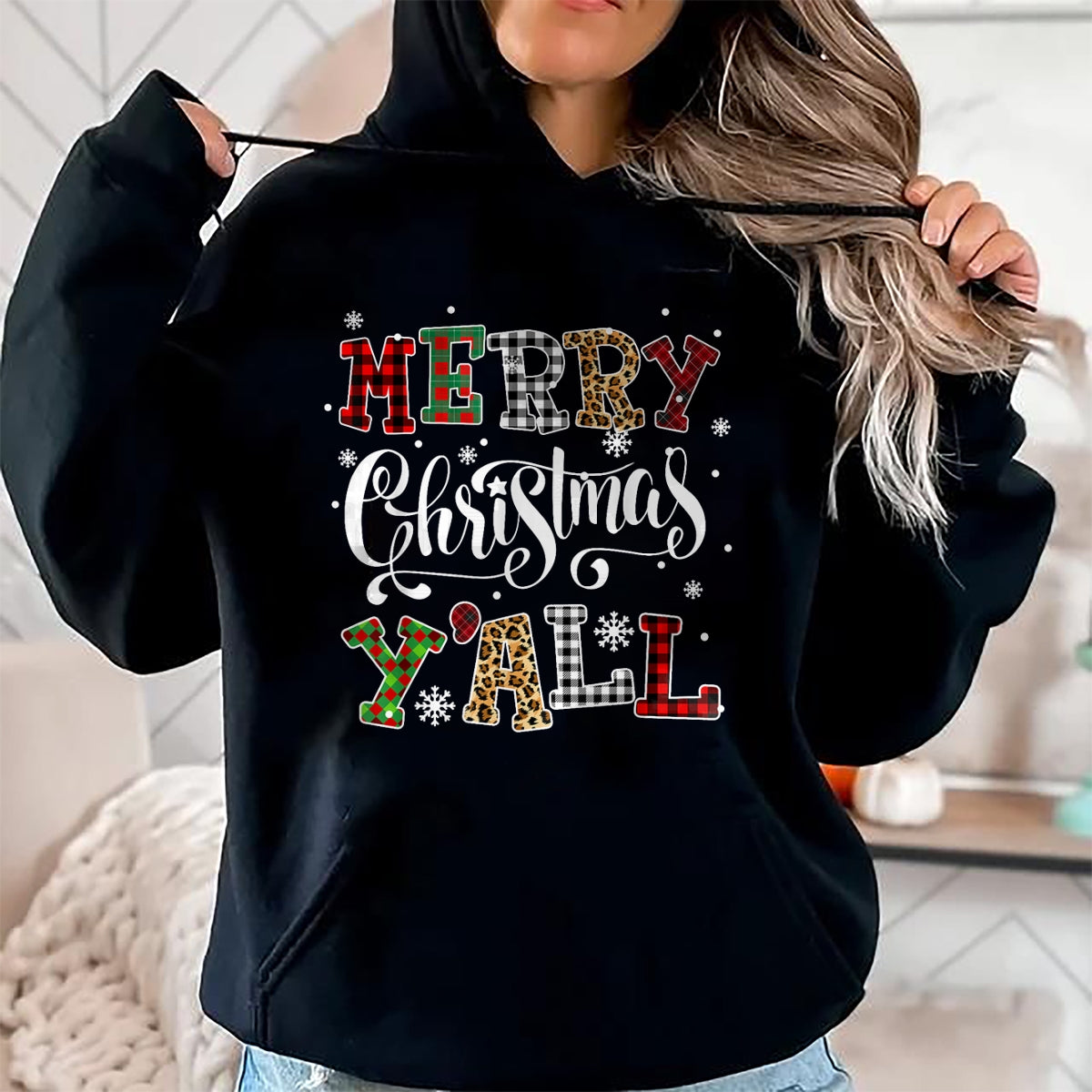 Merry Christmas Ya'll Leopard Buffalo Plaid Pajama Family T-Shirt - Christmas Unisex T-Shirt/Hoodie/Sweatshirt - NINA00