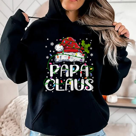 Papa Claus Christmas Lights Pajama Family Matching T-Shirt - Christmas Unisex T-Shirt/Hoodie/Sweatshirt - NINA00