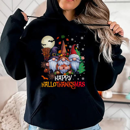 Happy Hallothanksmas Gnomes Lover Halloween Merry Christmas T-Shirt - Christmas Unisex T-Shirt/Hoodie/Sweatshirt - NINA00