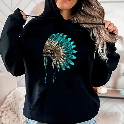 Native American T-Shirts, Vintage Native American Unisex T-Shirt/Hoodie/Sweatshirt HLT00 - Native American Indian Headdress Costume Jewelry Decor T-Shirt (1)