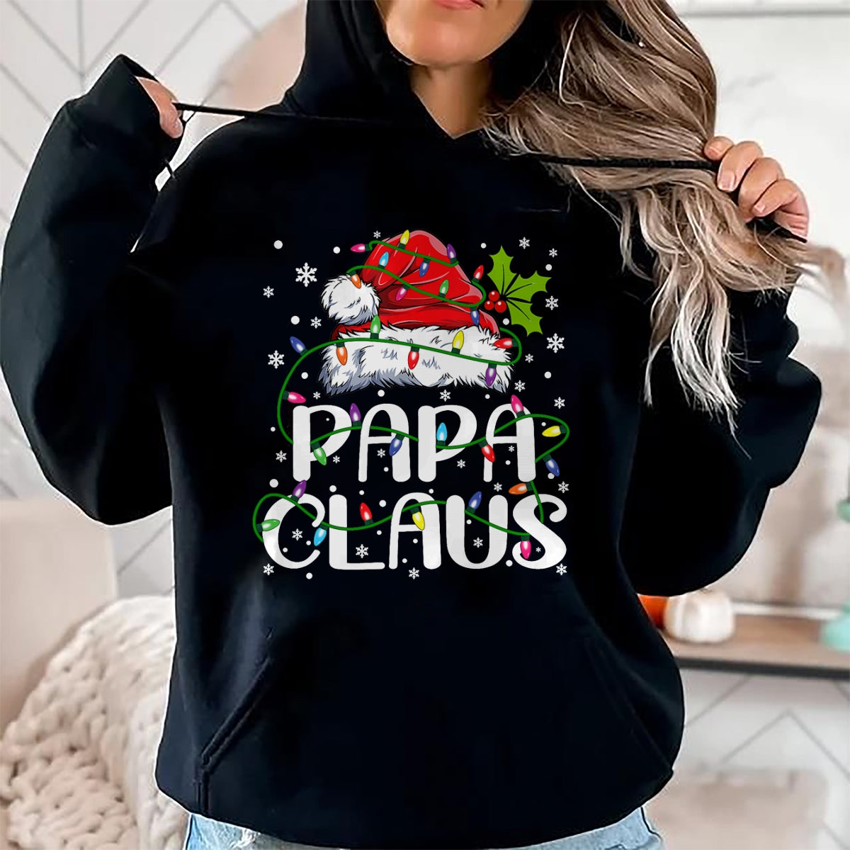 Papa Claus Christmas Lights Pajama Family Matching T-Shirt - Christmas Unisex T-Shirt/Hoodie/Sweatshirt - NINA00