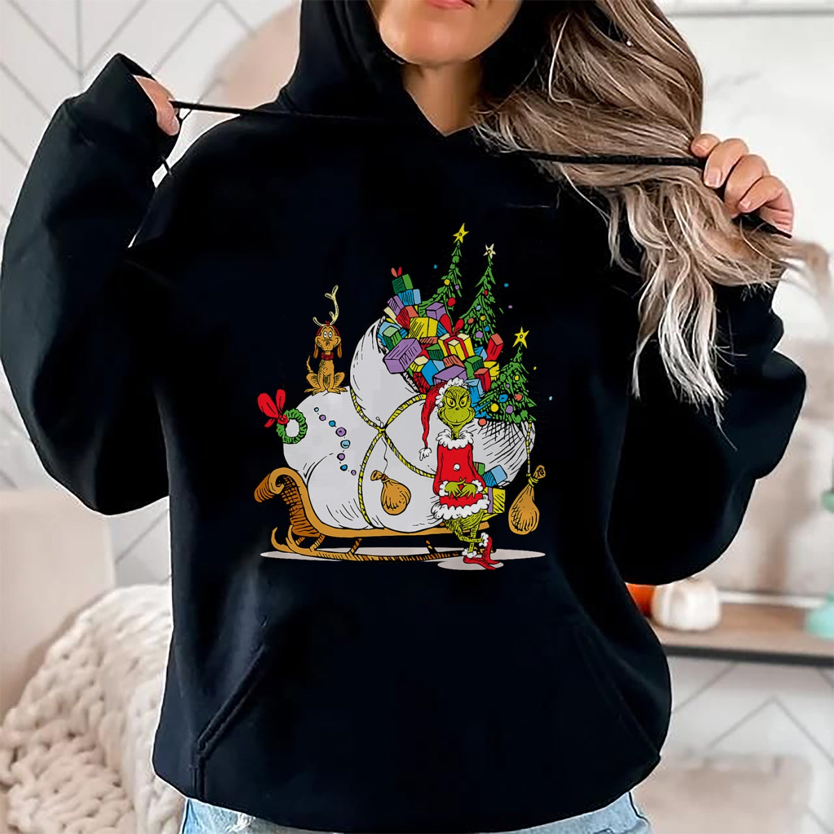 Dr. Seuss Grinch Sleigh T-Shirt - Christmas Unisex T-Shirt/Hoodie/Sweatshirt - NINA00