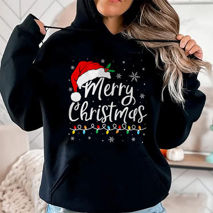 Merry Christmas Lights Santa Hat Xmas Family Matching Pajama T-Shirt - Christmas Unisex T-Shirt/Hoodie/Sweatshirt - NINA00