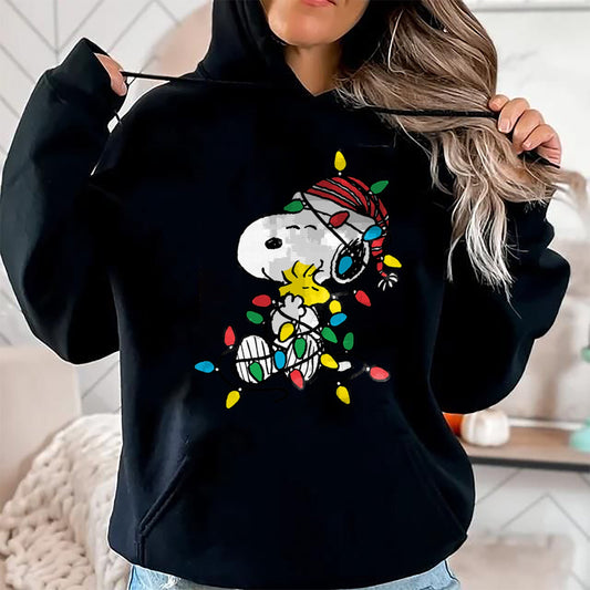 Peanuts - Snoopy Woodstock Christmas Lights T-Shirt - Christmas Unisex T-Shirt/Hoodie/Sweatshirt - NINA00