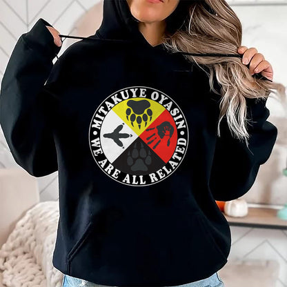 Native American T-Shirts, Vintage Native American Unisex T-Shirt/Hoodie/Sweatshirt HLT00 - Native American Medicine Wheel Mitakuye Oyasin T-Shirt (1)