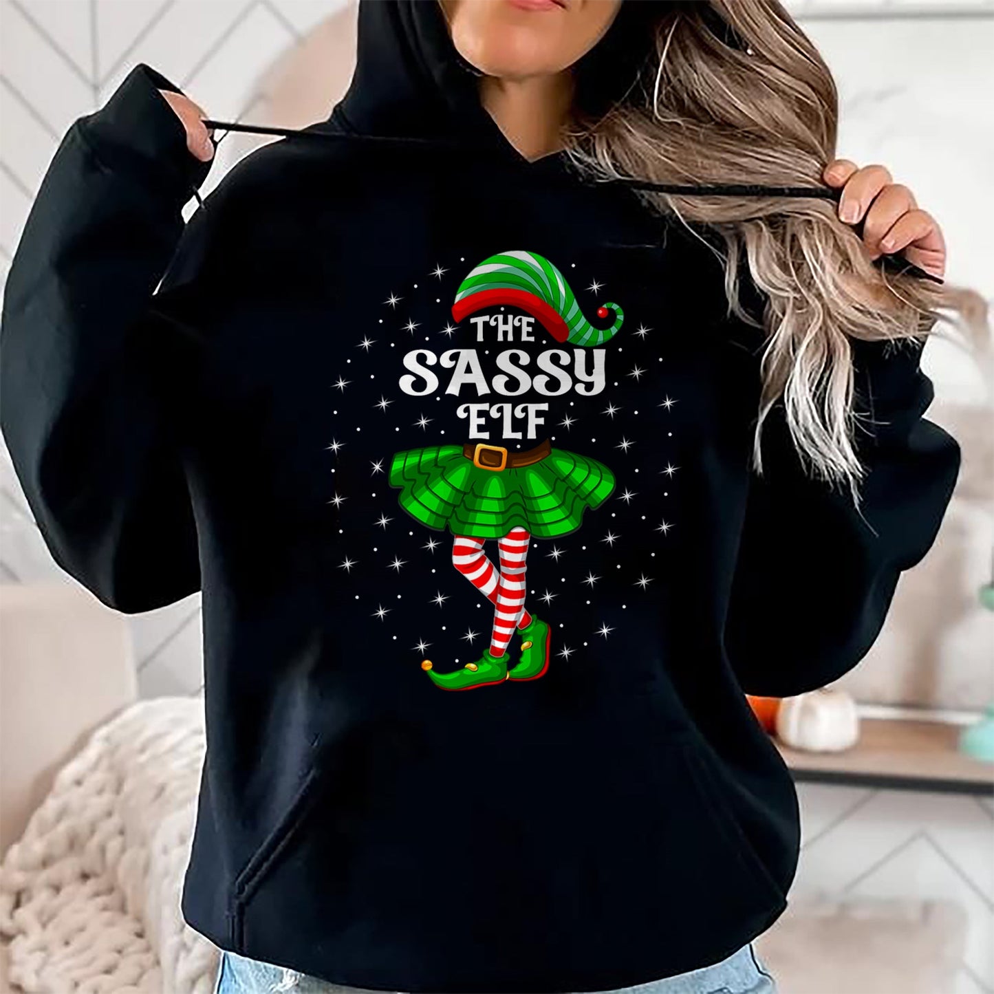 Xmas Family Matching Women Girls Mom The Sassy Elf Christmas T-Shirt - Christmas Unisex T-Shirt/Hoodie/Sweatshirt - NINA00