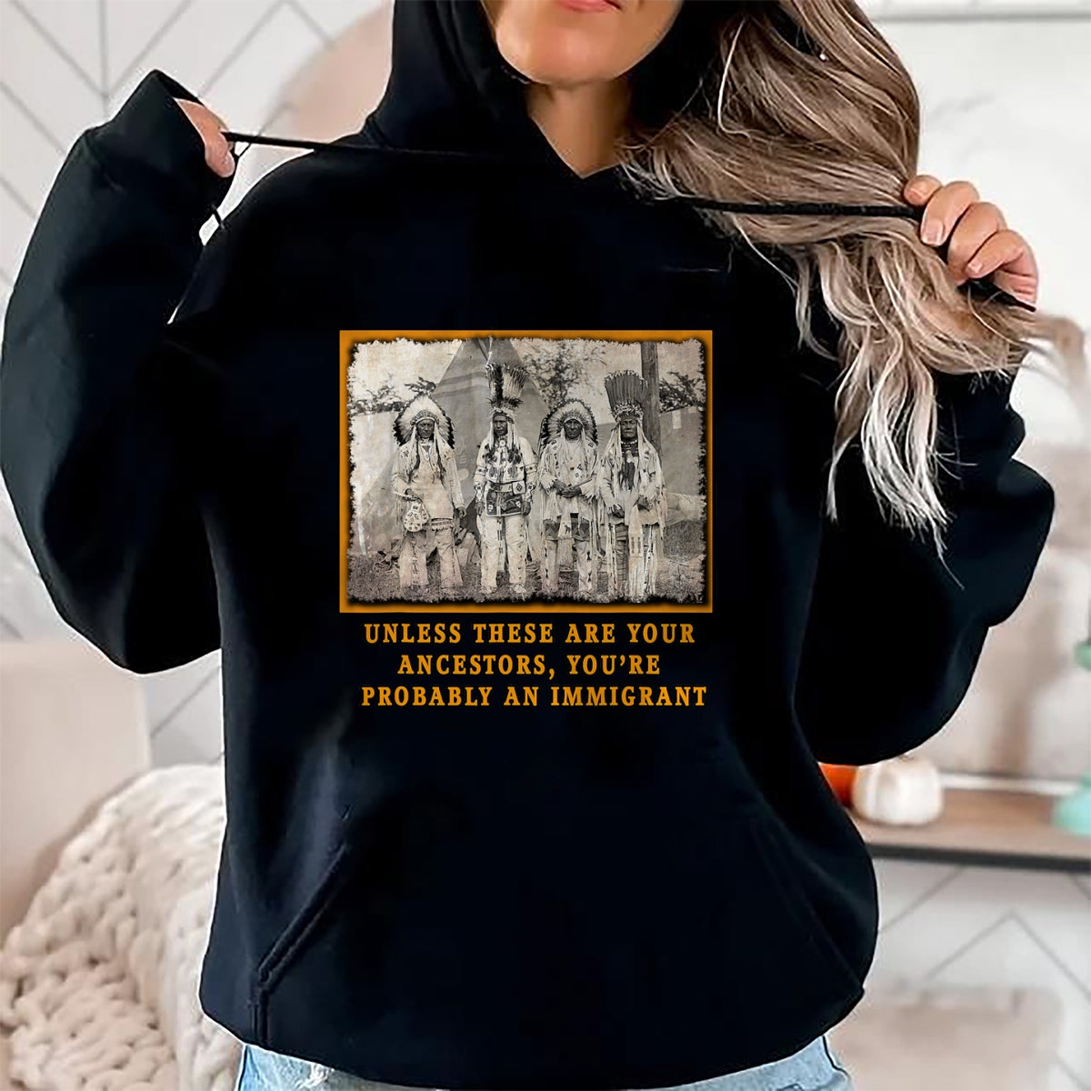 Native American T-Shirts, Vintage Native American Unisex T-Shirt/Hoodie/Sweatshirt HLT00 - NATIVE AMERICAN IMMIGRATION T-Shirt