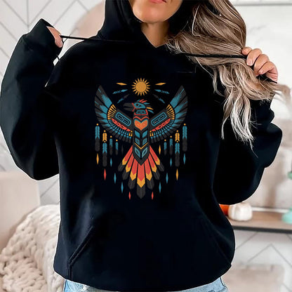 Native American T-Shirts, Vintage Native American Unisex T-Shirt/Hoodie/Sweatshirt HLT00 - North American Tribal Thunderbird Vibrant Geometric Design T-Shirt