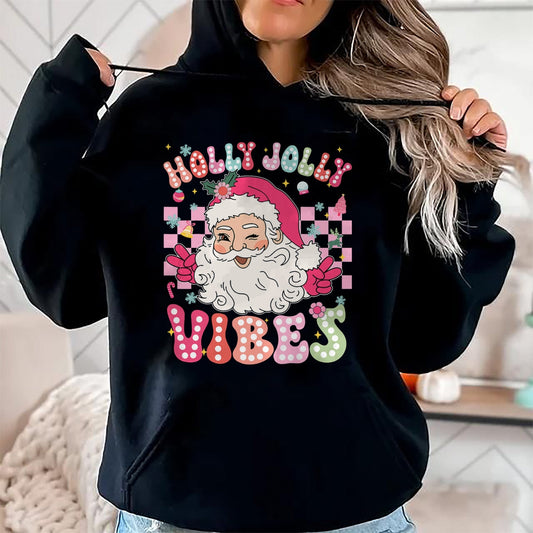 Groovy Cute Santa Claus Christmas Vibes Xmas Girls Womens T-Shirt - Christmas Unisex T-Shirt/Hoodie/Sweatshirt - NINA00
