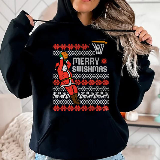 Merry Swishmas Basketball Ugly Christmas Xmas Men Boys Kids T-Shirt - Christmas Unisex T-Shirt/Hoodie/Sweatshirt - NINA00