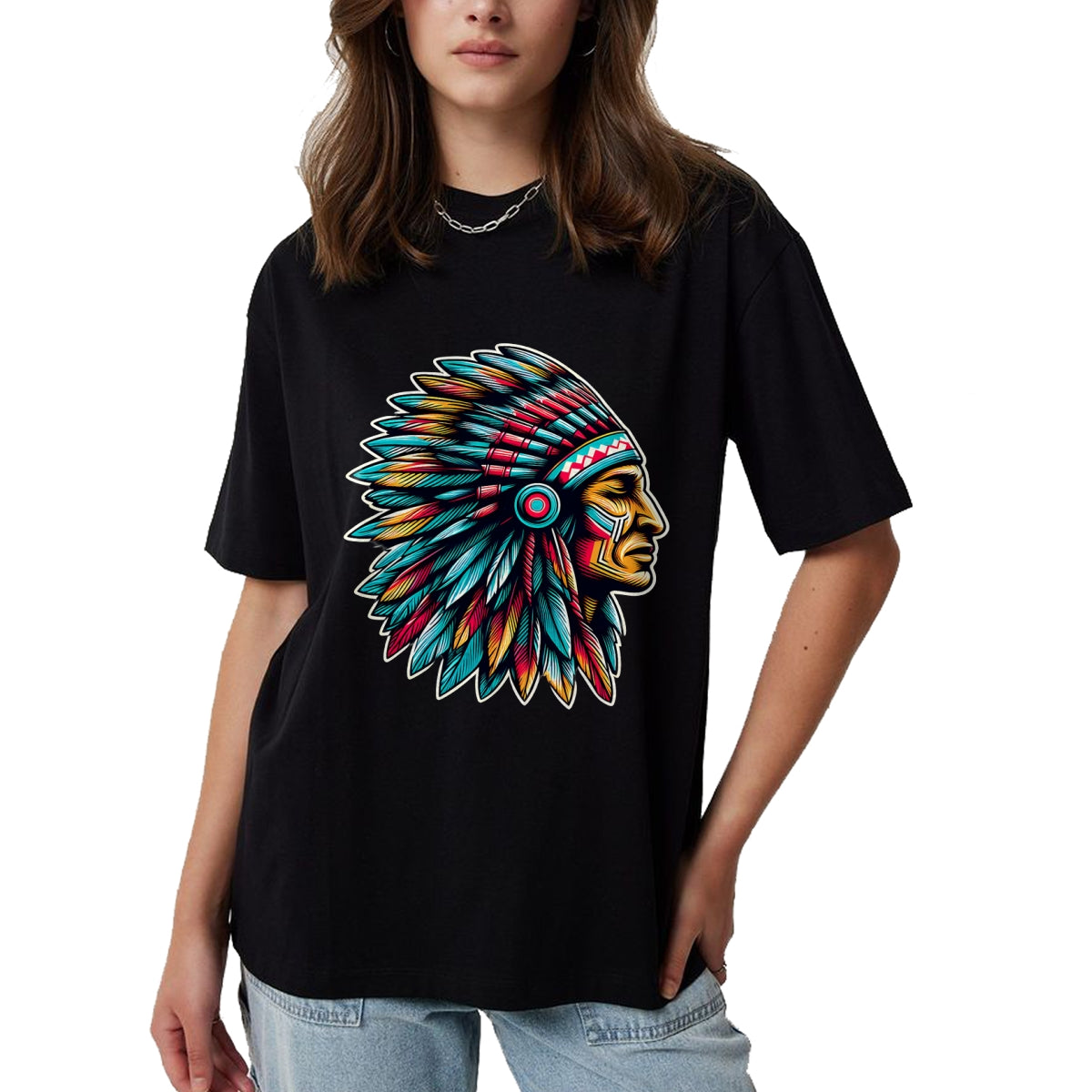 Native American T-Shirts, Vintage Native American Unisex T-Shirt/Hoodie/Sweatshirt HLT00 - Native American Indian Headdress Chief Feathers Indigenous T-Shirt (1)