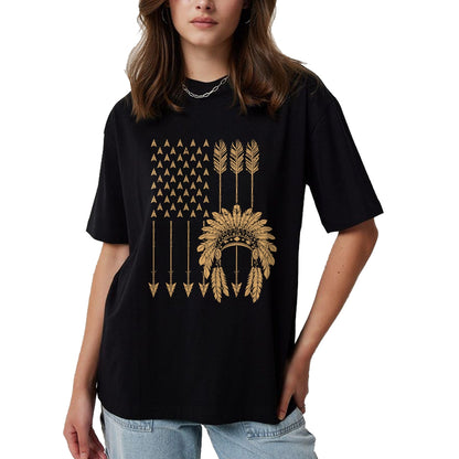 Native American T-Shirts, Vintage Native American Unisex T-Shirt/Hoodie/Sweatshirt HLT00 - Funny Native American Flag Gift Cool USA Tribe Patriotic T-Shirt