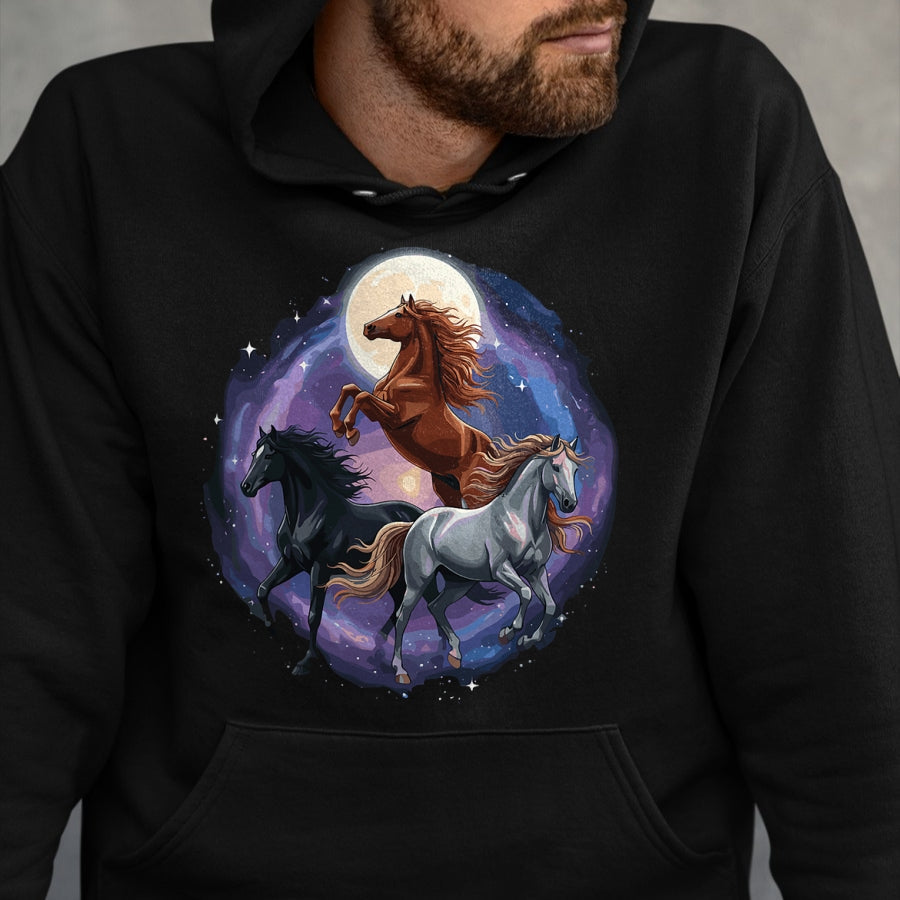 Best Horse Lover Shirt , Funny Horse UnisexT-Shirt/Hoodie/Sweatshirt HLT00 - Three Moon Funny Horse Shirt Space Galaxy Horses Graphic T-Shirt