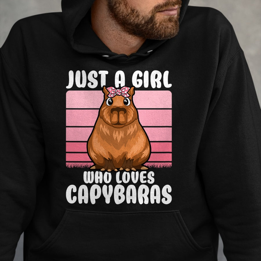 Cute Capybara Shirt, Funny Capybara Unisex T-Shirt/Hoodie/Sweatshirt HLT00 - Just A Girl Who Loves Capybaras Cute Girls Kids T-Shirt