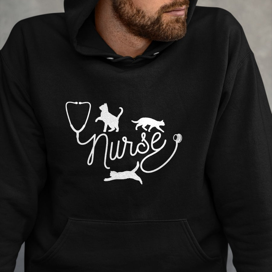 Funny Nurse Shirt, Nurse Unisex T-Shirt/Hoodie/Sweatshirt HLT00 - Nurse Cat Mom - RN Nurse and Cat Lovers T-Shirt (1)