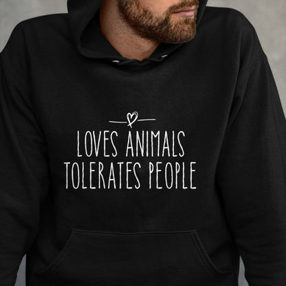 Cat Love Shirt, Funny Cat Lover Gift UnisexT-Shirt/Hoodie/Sweatshirt HLT00 - loves animals tolerates people quote Cat Lover & Dog Love T-Shirt