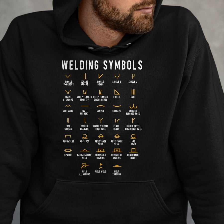 Best Mechanic Life Shirt, Funny Mechanic UnisexT-Shirt/Hoodie/Sweatshirt HLT00 - Welding Symbols - Funny Welder (On Back) T-Shirt