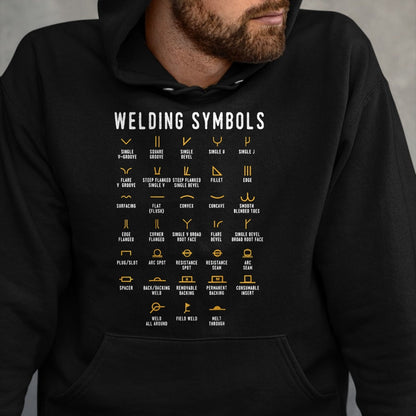 Best Mechanic Life Shirt, Funny Mechanic UnisexT-Shirt/Hoodie/Sweatshirt HLT00 - Welding Symbols - Funny Welder (On Back) T-Shirt