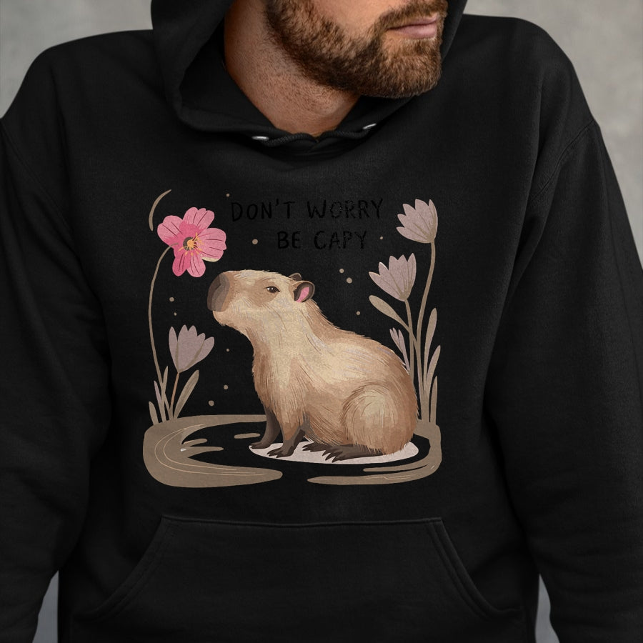 Cute Capybara Shirt, Funny Capybara Unisex T-Shirt/Hoodie/Sweatshirt HLT00 - Cute Dont Worry Be Capy Capybara Girls Boys Kids Youth Women T-Shirt