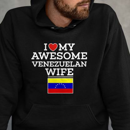 Best Wife Shirt, Wife and Husband Unisex T-Shirt/Hoodie/Sweatshirt HLT00 - I Love My AWESOME Venezuelan WIFE Flag Heart Tee for Husband