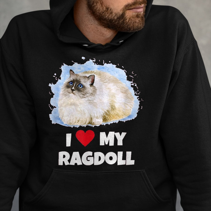 Cat Love Shirt, Funny Cat Lover Gift UnisexT-Shirt/Hoodie/Sweatshirt HLT00 - I Love My Ragdoll Cat T-Shirt T-Shirt, Girls, Red, Small
