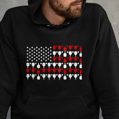 Funny Pickleball Shirt, Pickleball Lover Unisex T-Shirt/Hoodie/Sweatshirt HLT00 - Vintage USA Flag Pickleball Lovers Paddles Pickleball Player T-Shirt, Men, Black, 3X-Large