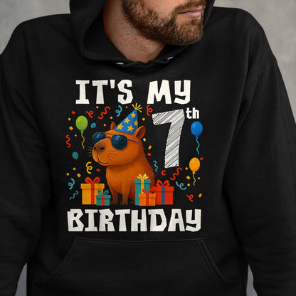 Cute Capybara Shirt, Funny Capybara Unisex T-Shirt/Hoodie/Sweatshirt HLT00 - Its My 7th Birthday 7 Years Old Capybara Gifts Boys T-Shirt