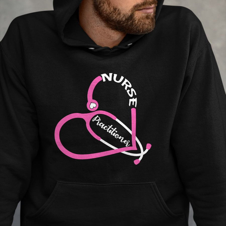 Funny Nurse Shirt, Nurse Unisex T-Shirt/Hoodie/Sweatshirt HLT00 - NP Nurse Practitioner Stethoscope Heart Love RN nursing Long Sleeve T-Shirt