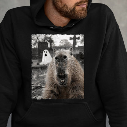 Cute Capybara Shirt, Funny Capybara Unisex T-Shirt/Hoodie/Sweatshirt HLT00 - Funny Capybara Halloween Costume T-Shirt, Men, Black, Small