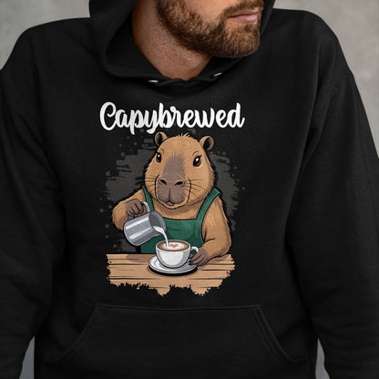 Cute Capybara Shirt, Funny Capybara Unisex T-Shirt/Hoodie/Sweatshirt HLT00 - Capybrewed Funny Capybara Barista Coffee Lover T-Shirt