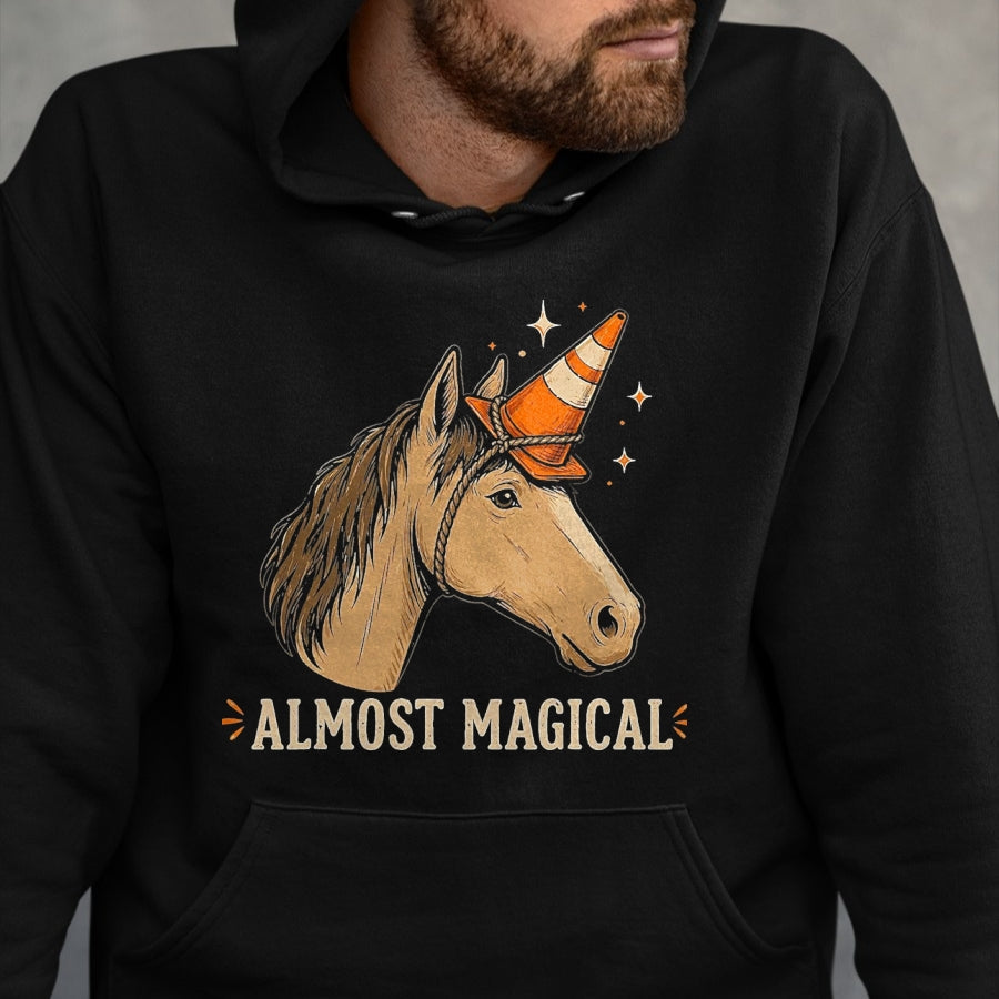 Best Horse Lover Shirt , Funny Horse UnisexT-Shirt/Hoodie/Sweatshirt HLT00 - Almost Magical Funny Horse Unicorn Humor T-Shirt, Men, Black, 3X-Large
