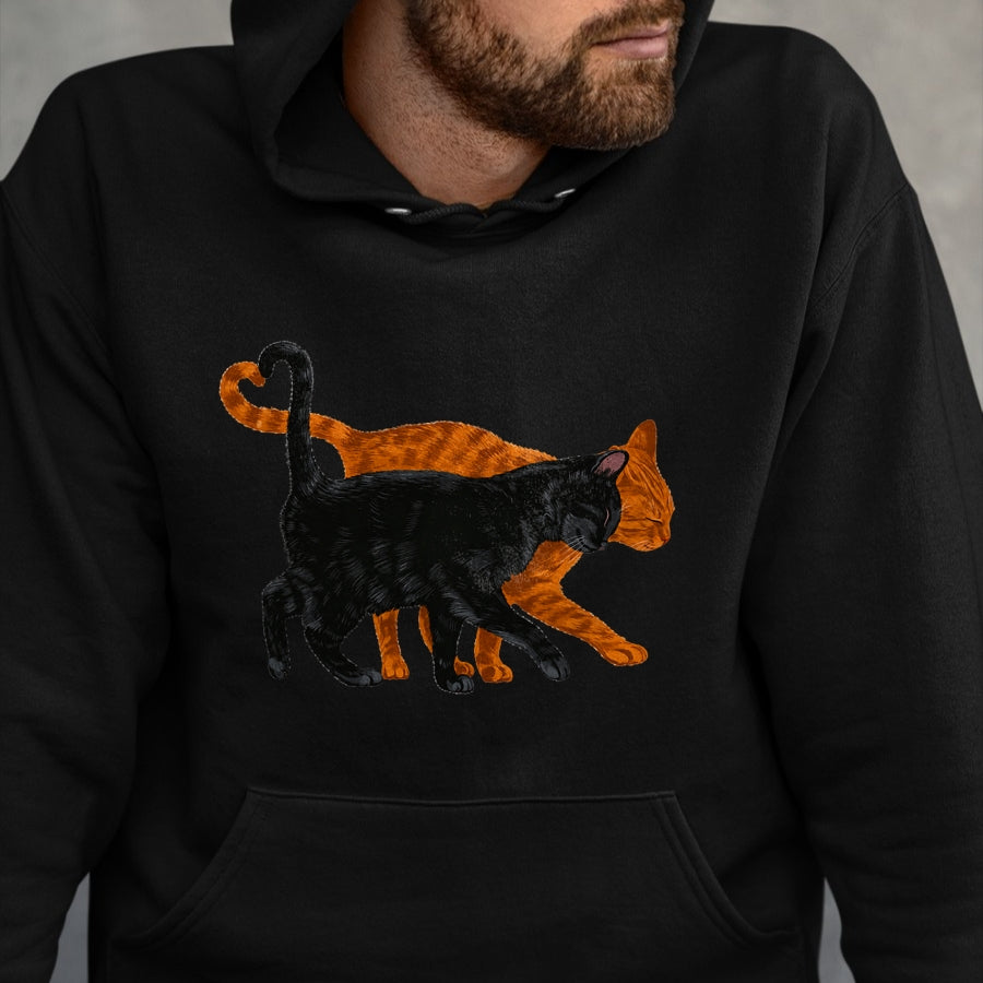 Cat Love Shirt, Funny Cat Lover Gift UnisexT-Shirt/Hoodie/Sweatshirt HLT00 - Black Cat Orange Cat Heart Tail Love T-Shirt (1)