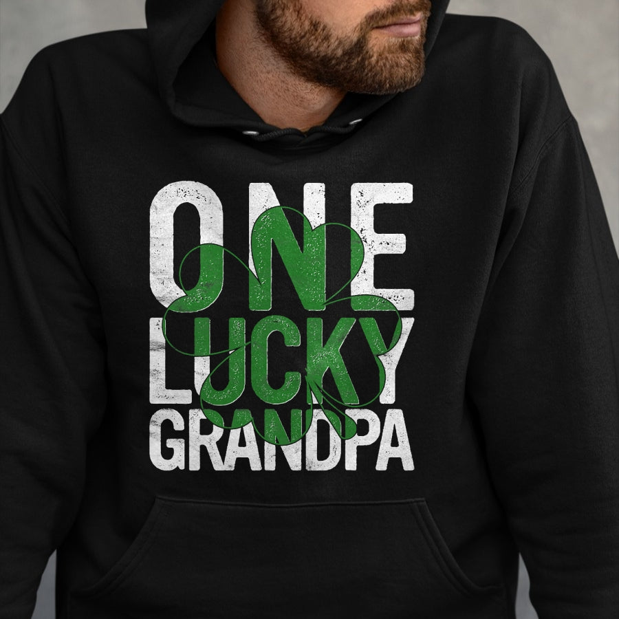 Gift for Dad Shirt, Funny Dad Unisex T-Shirt/Hoodie/Sweatshirt HLT00 – One Lucky Grandpa Irish Grandfather St Patricks Day Dad T-Shirt