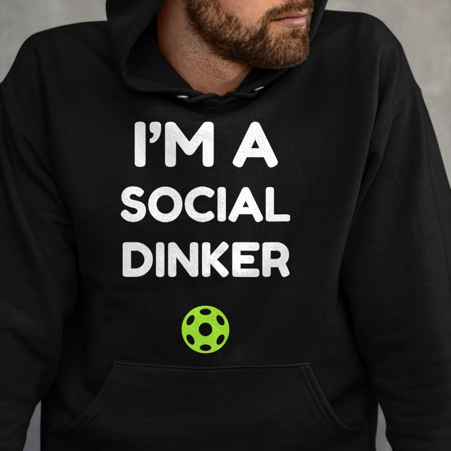 Funny Pickleball Shirt, Pickleball Lover Unisex T-Shirt/Hoodie/Sweatshirt HLT00 - I'm A Social Dinker Pickleball Ball Graphic T-Shirt