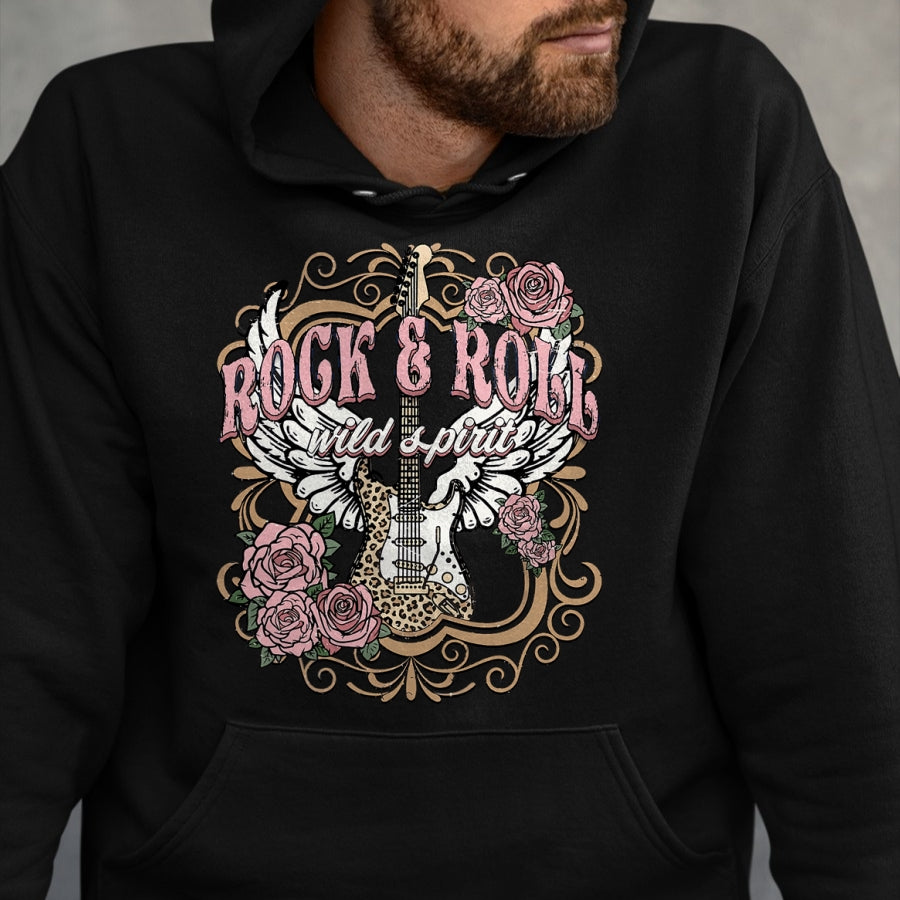 Guitar Lover Shirt, Funny Guitar UnisexT-Shirt/Hoodie/Sweatshirt HLT00 - Vintage Rock n Roll Wild Spirit Lets Rock Guitar Floral T-Shirt