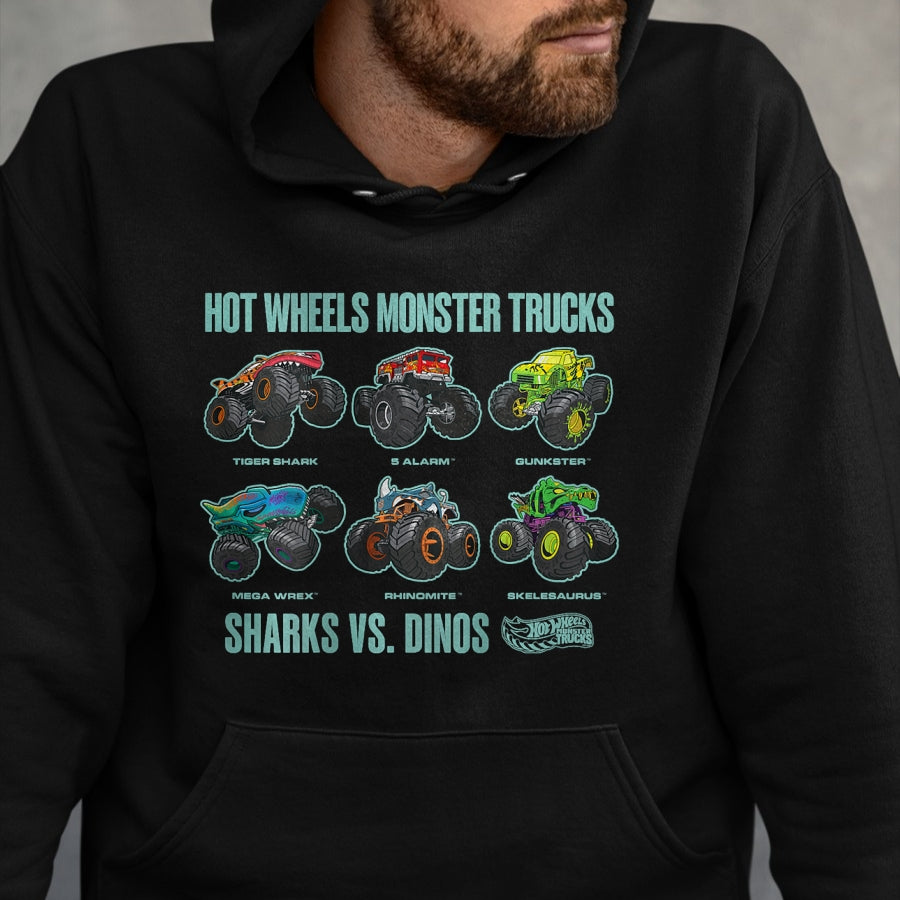 Best Dinosaur Lover Shirt, Funny Dinosaur UnisexT-Shirt/Hoodie/Sweatshirt HLT00 - Hot Wheels Monster Trucks Sharks vs. Dinos T-Shirt Tee for Men Women Boys and Girls